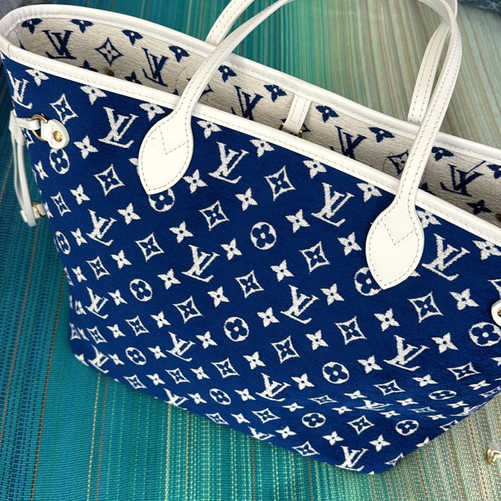 Louis Vuitton Jacquard Velvet Monogram LV Match Neverfull MM Bleu